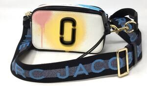 Marc Jacobs The Snapshot Spray Paint Women's Leather Bag White/Yellow/Pink
